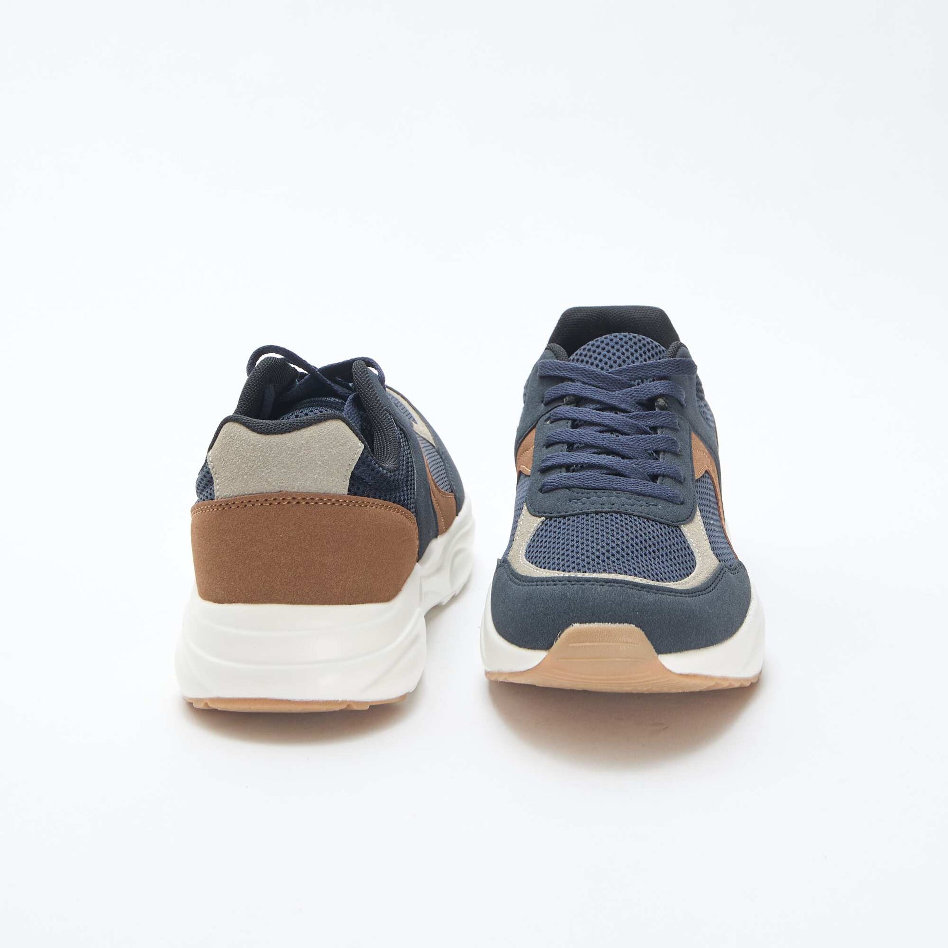 Baskets running en mesh et suédine tricolore BLEU