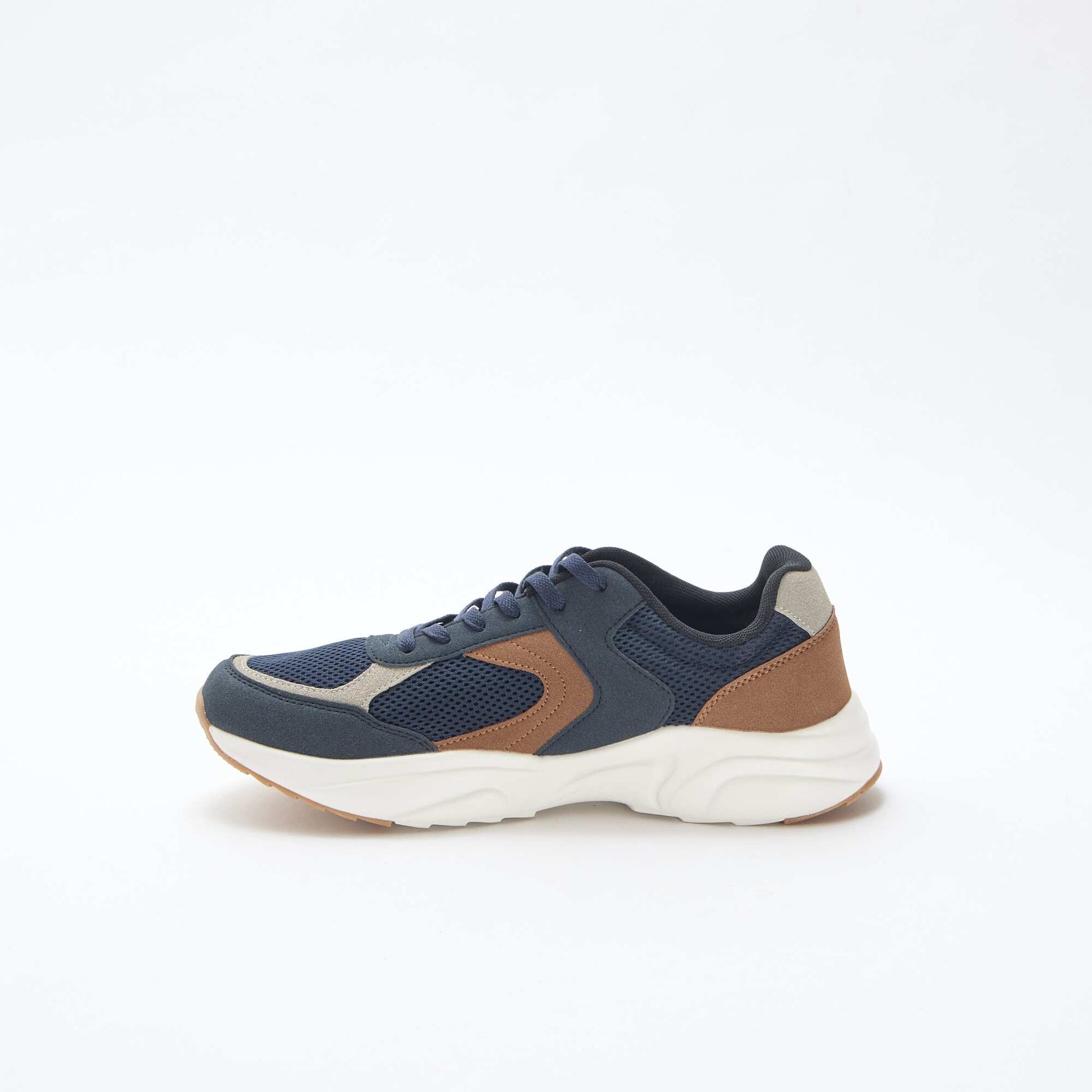 Baskets running en mesh et suédine tricolore BLEU