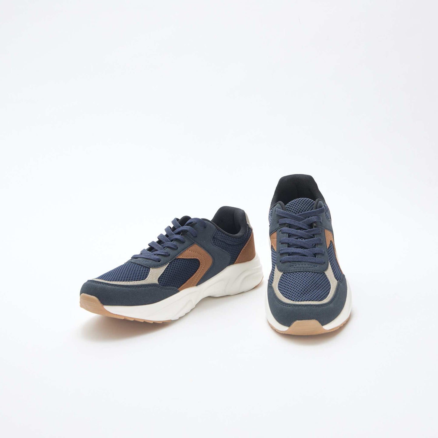 Baskets running en mesh et suédine tricolore BLEU