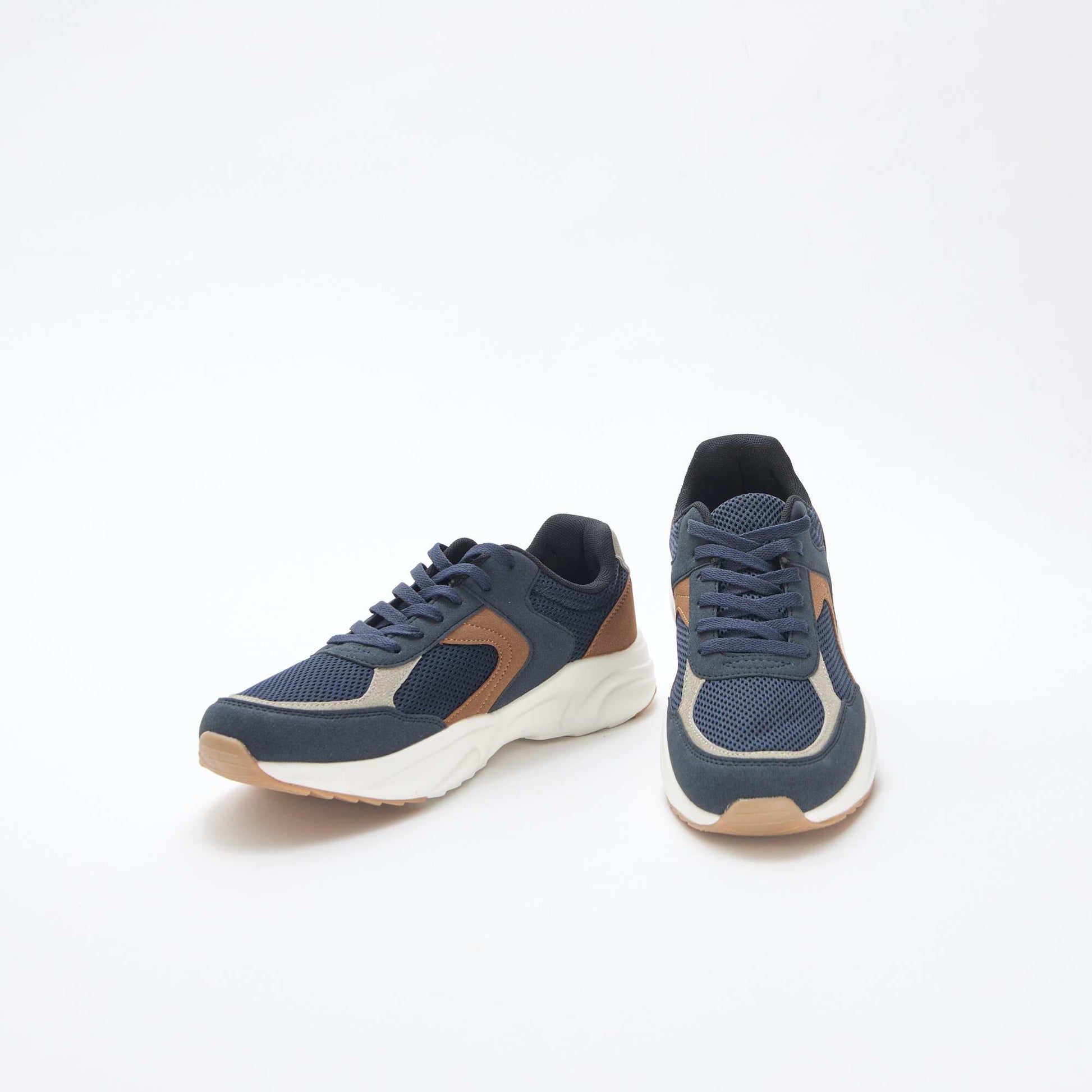 Baskets running en mesh et suédine tricolore BLEU