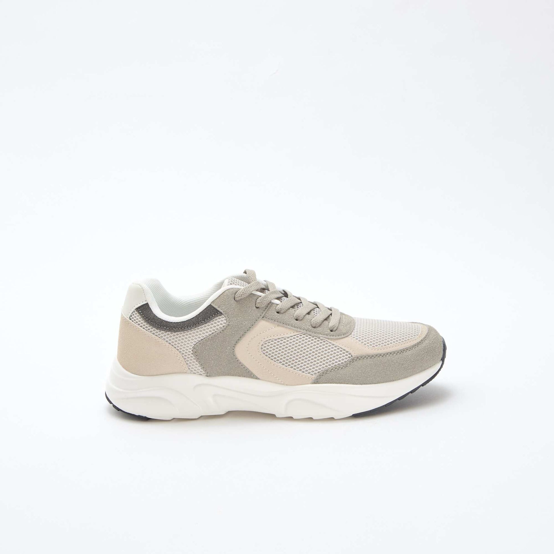 Baskets running en mesh et suédine tricolore GRIS