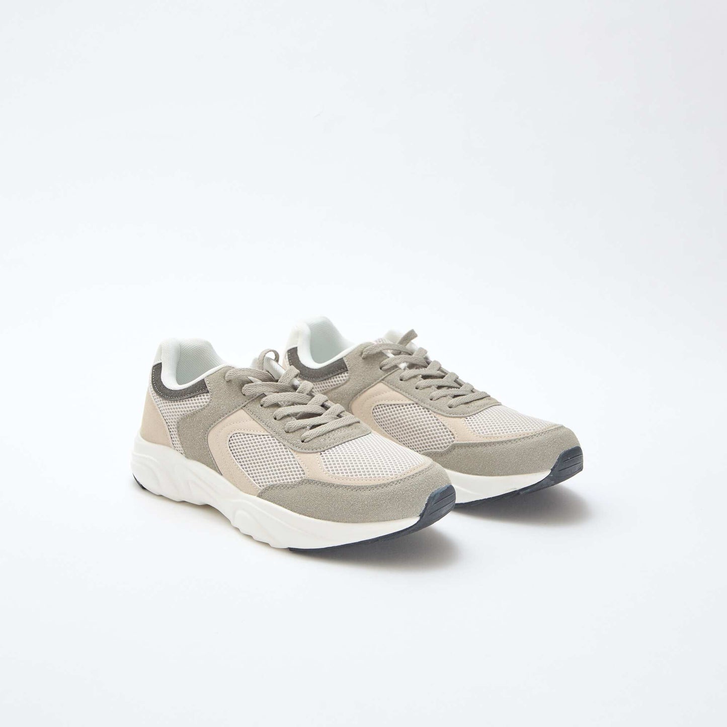 Baskets running en mesh et suédine tricolore GRIS