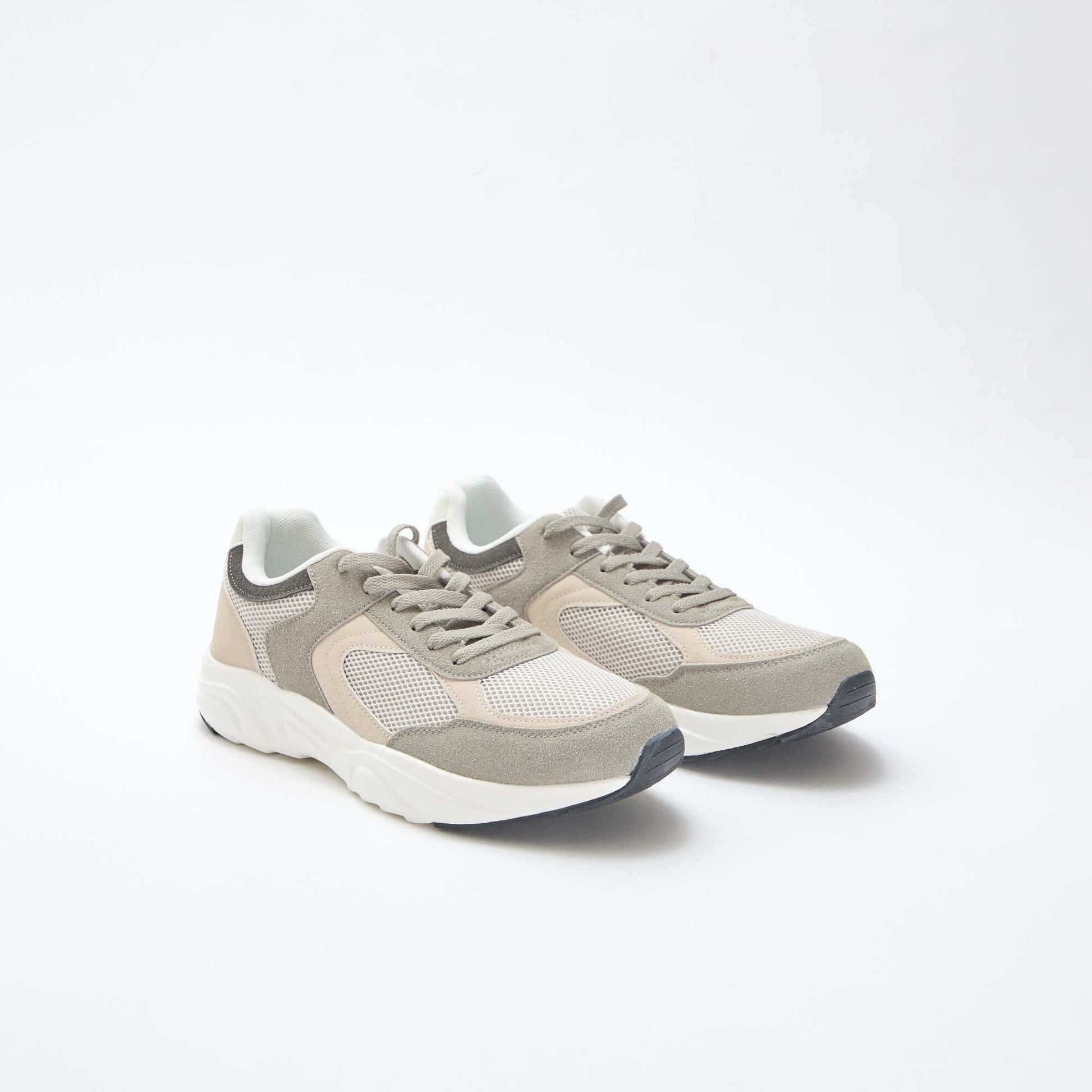 Baskets running en mesh et suédine tricolore GRIS