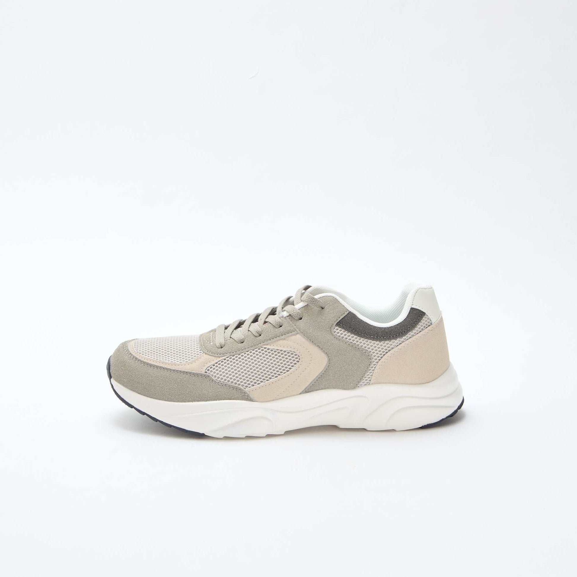 Baskets running en mesh et suédine tricolore GRIS