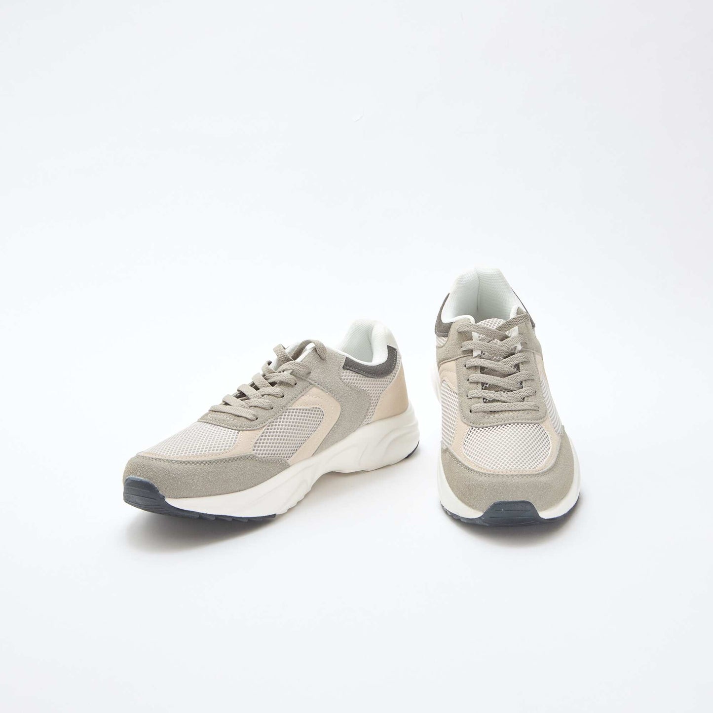 Baskets running en mesh et suédine tricolore GRIS
