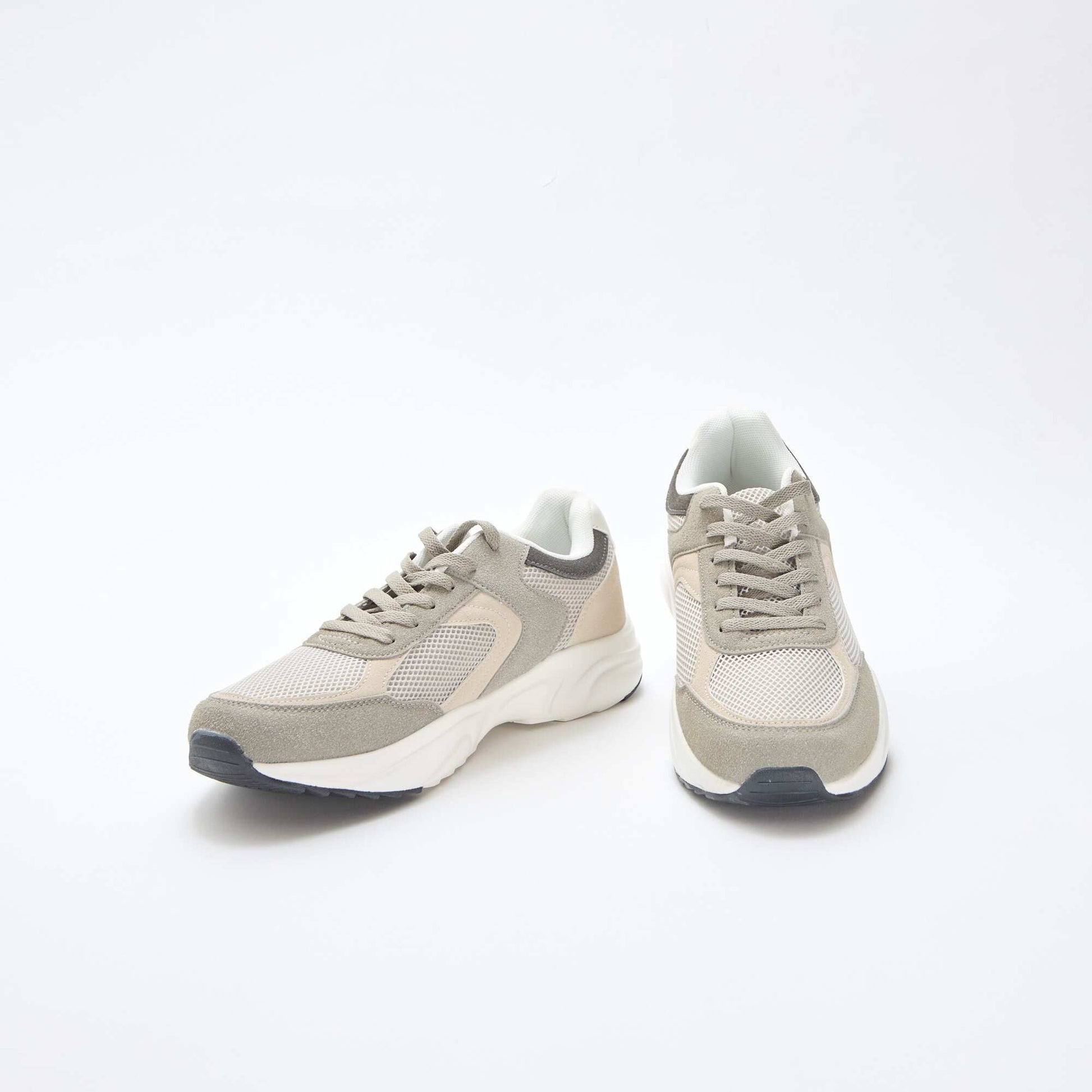 Baskets running en mesh et suédine tricolore GRIS