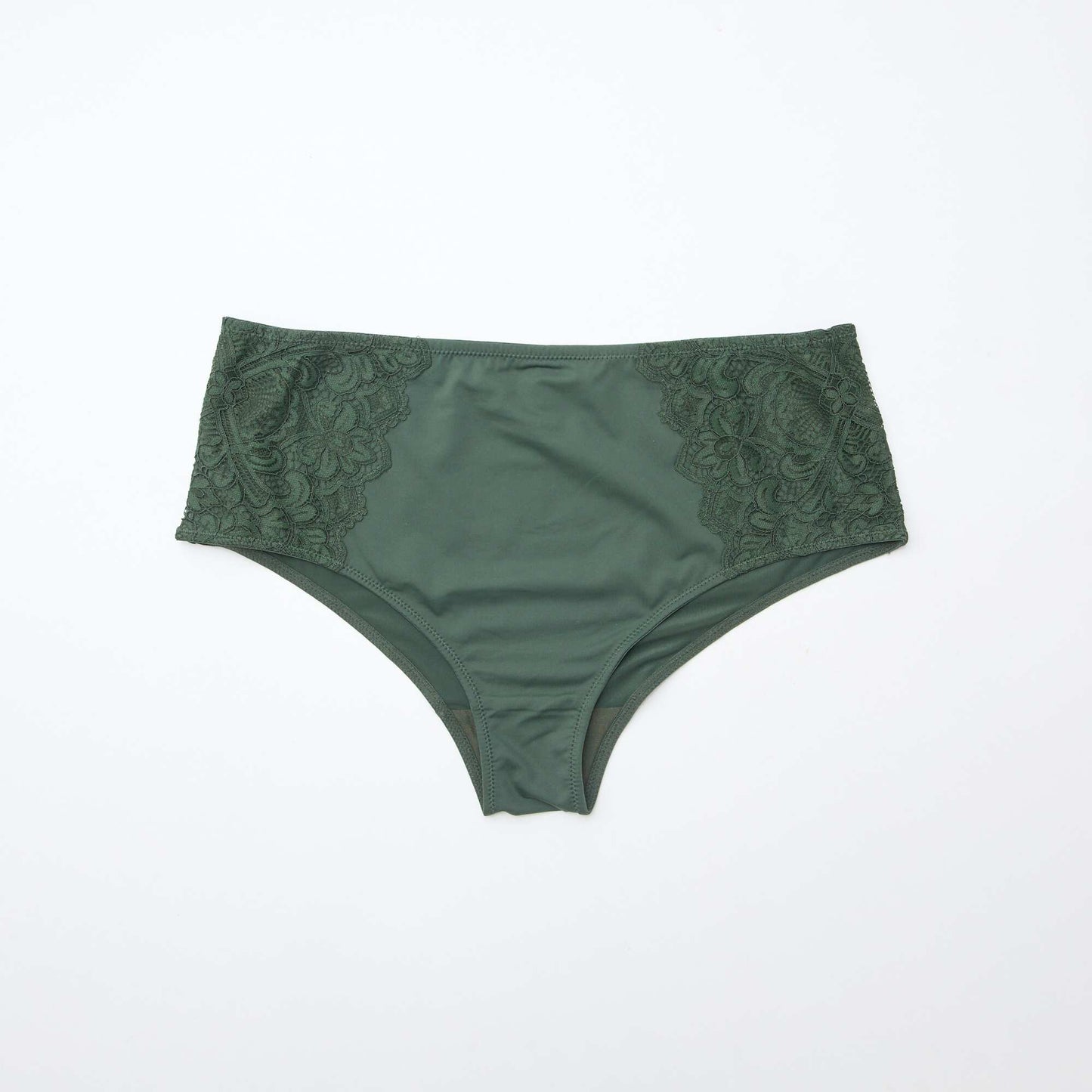 Culotte haute en microfibre et dentelle KAKI