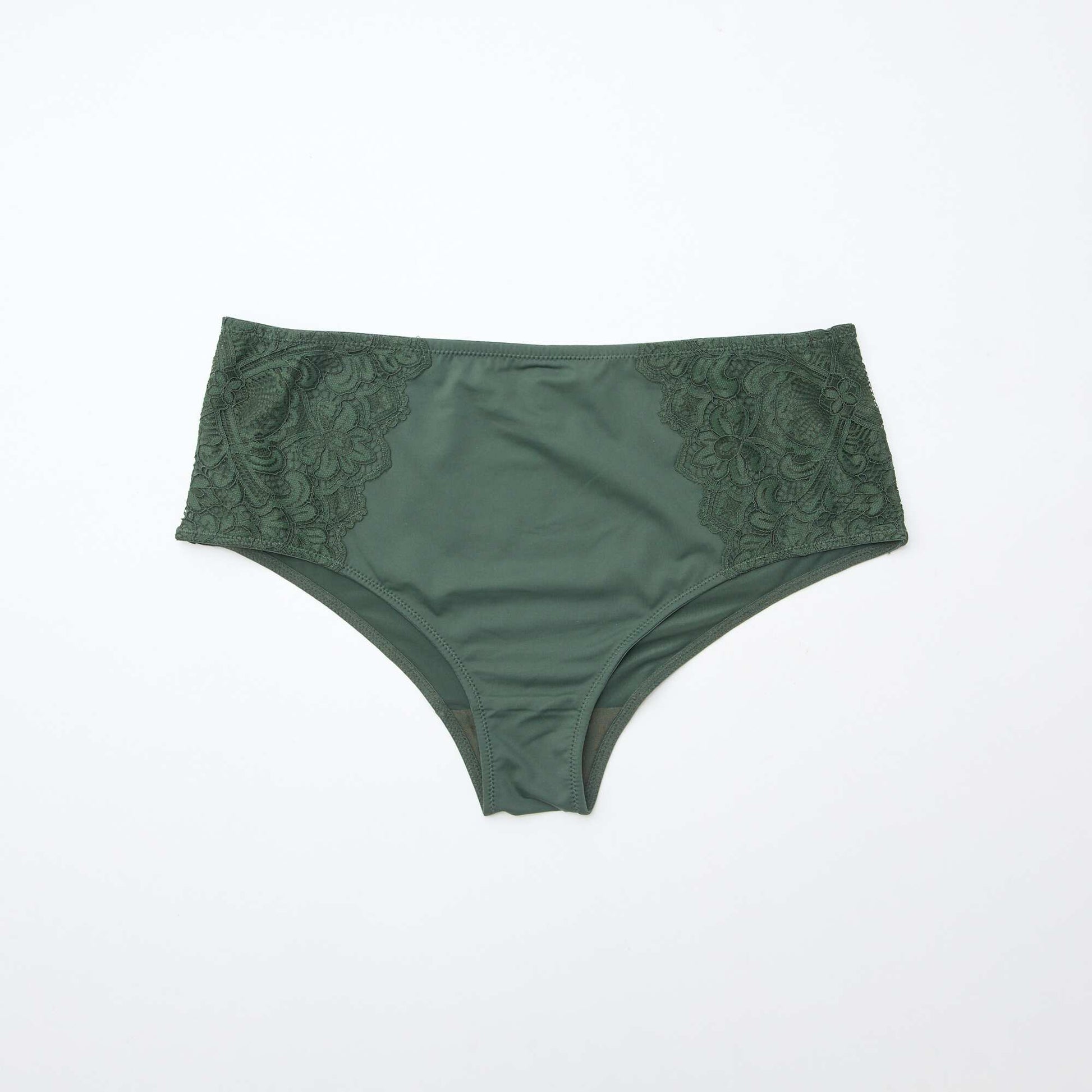 Culotte haute en microfibre et dentelle KAKI