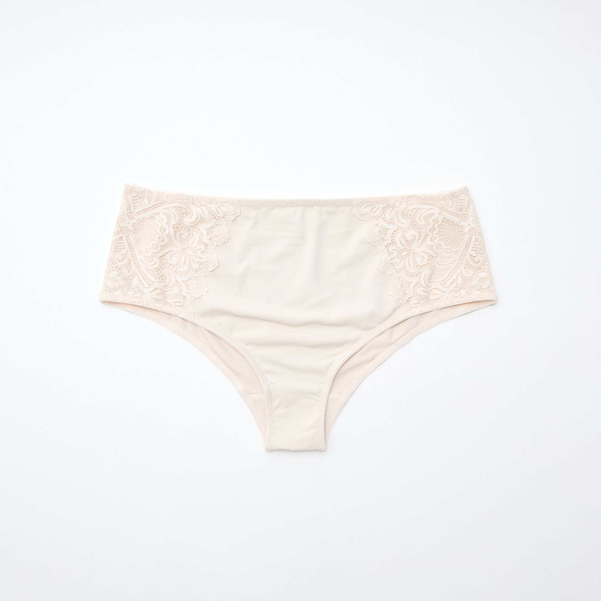 Culotte haute en microfibre et dentelle GRIS