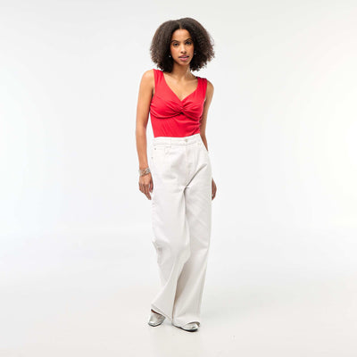 Body côtelé avec encolure twistée - Saint-Valentin ROUGE