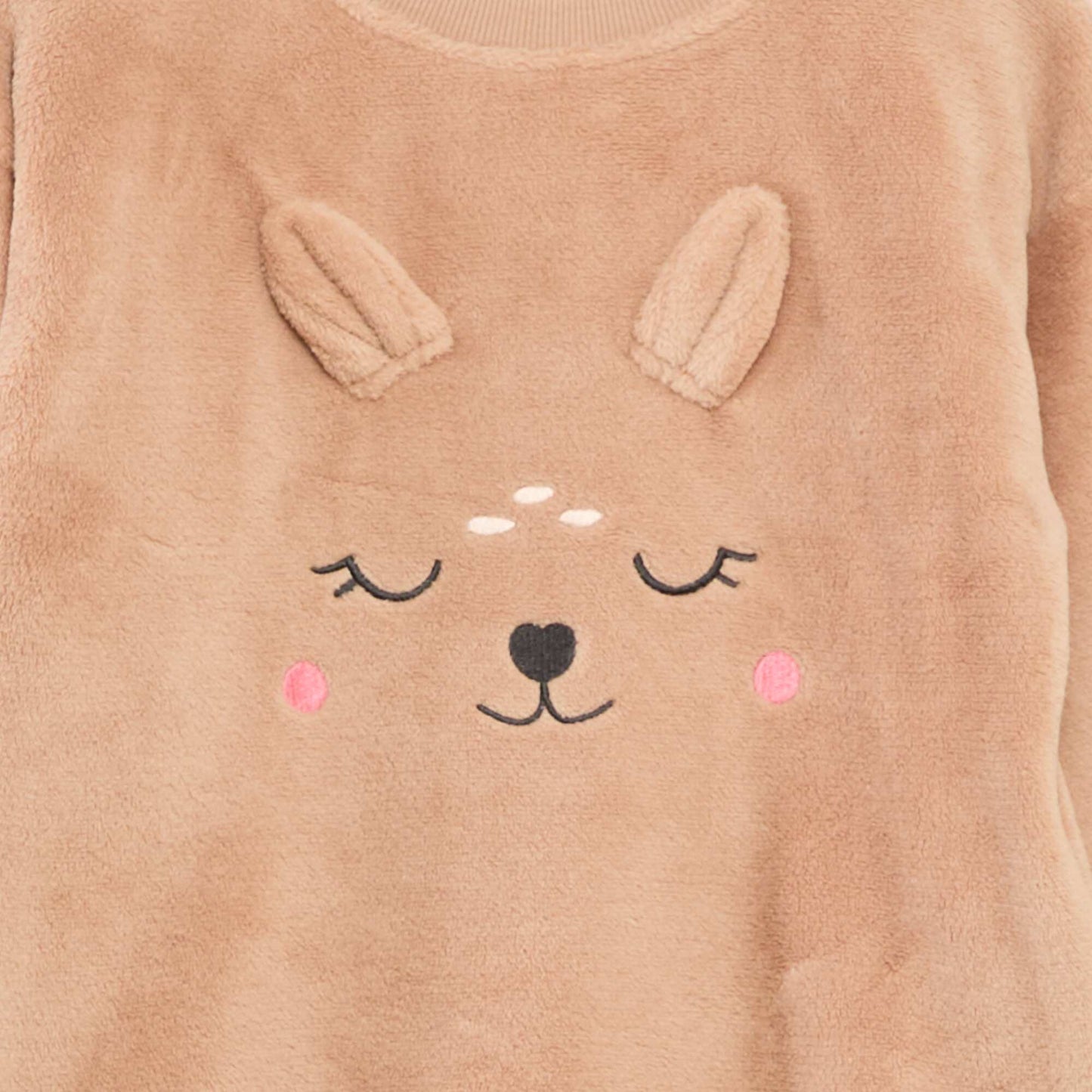 Ensemble pyjama polaire long sweat + pantalon - 2 pièces BEIGE