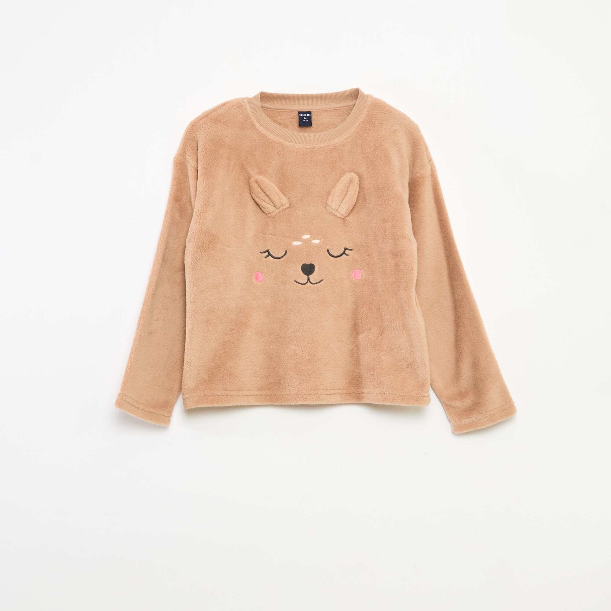 Ensemble pyjama polaire long sweat + pantalon - 2 pièces BEIGE