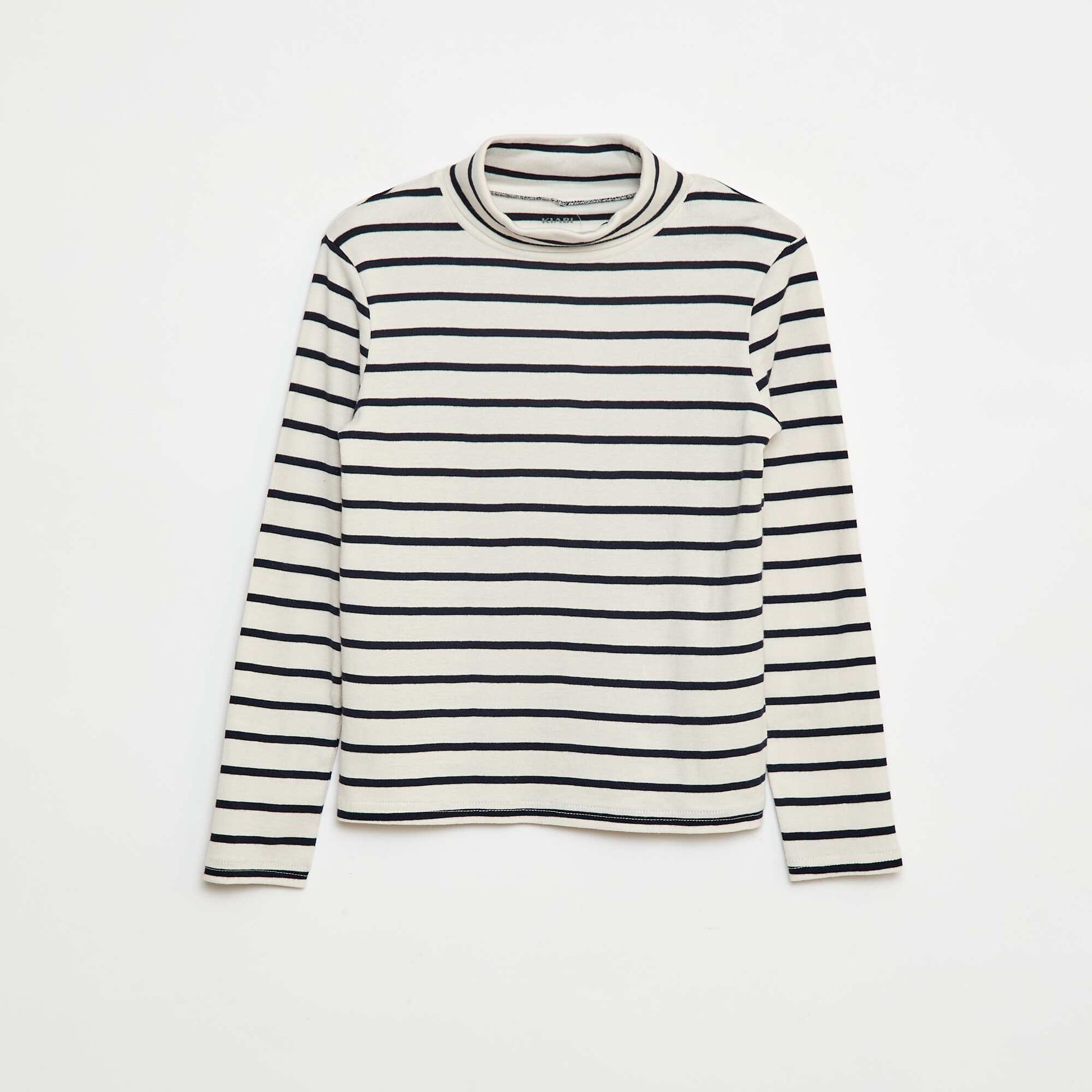 Sous-pull col roulé à rayures BLANC