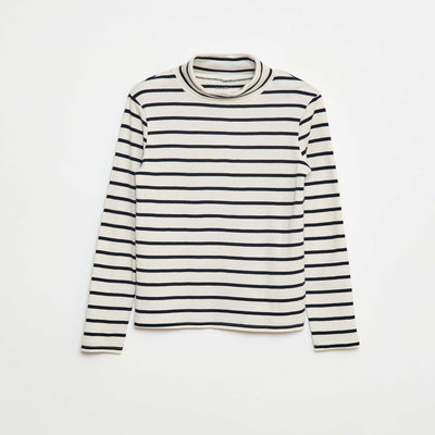 Sous-pull col roulé à rayures BLANC