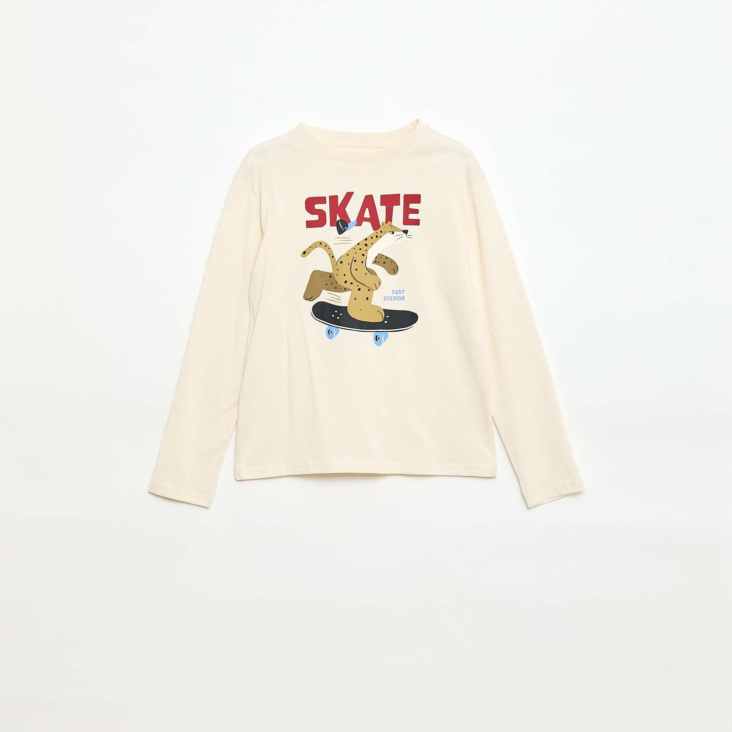 T-shirt imprimé à manches longues BLANC