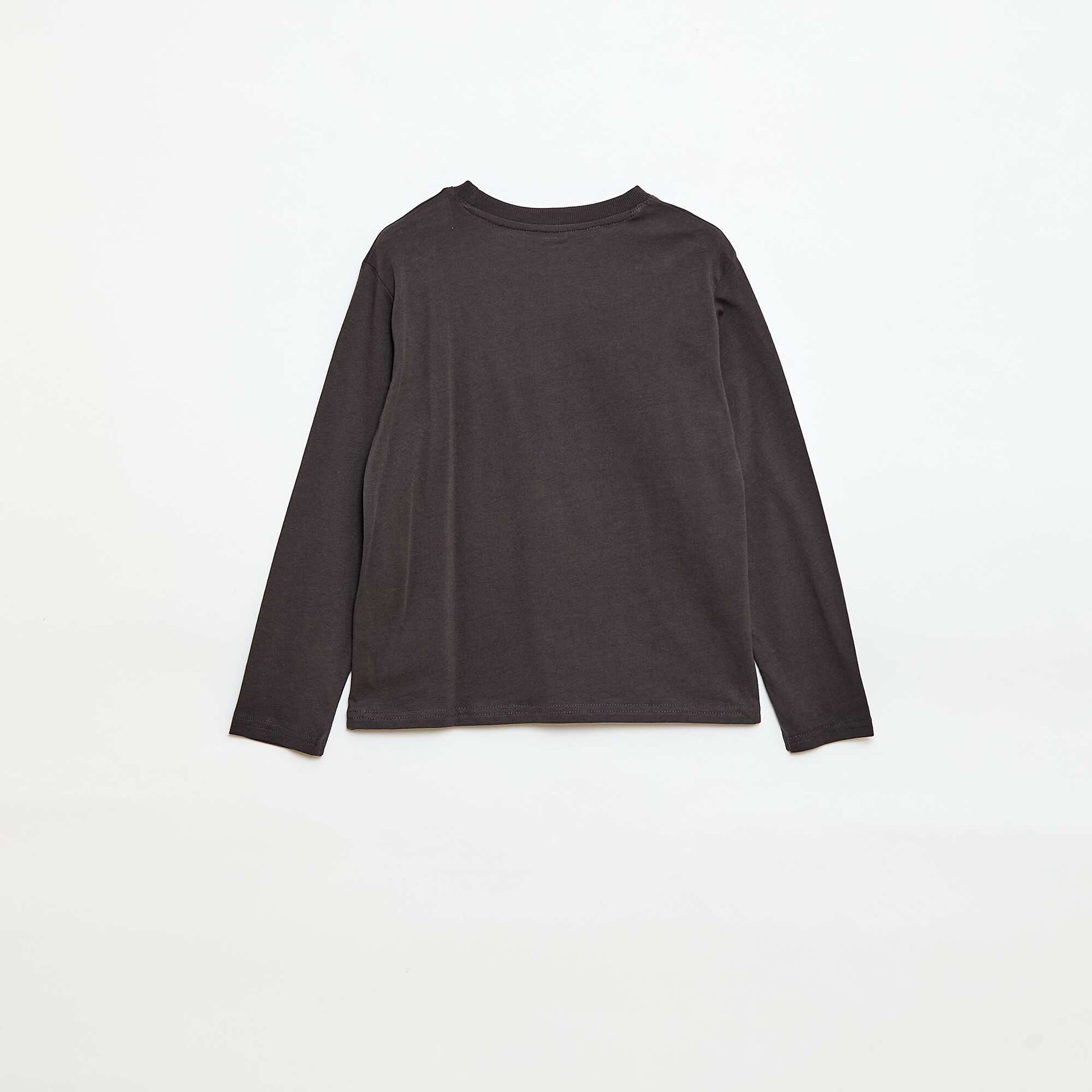 T-shirt imprimé à manches longues GRIS FONCé