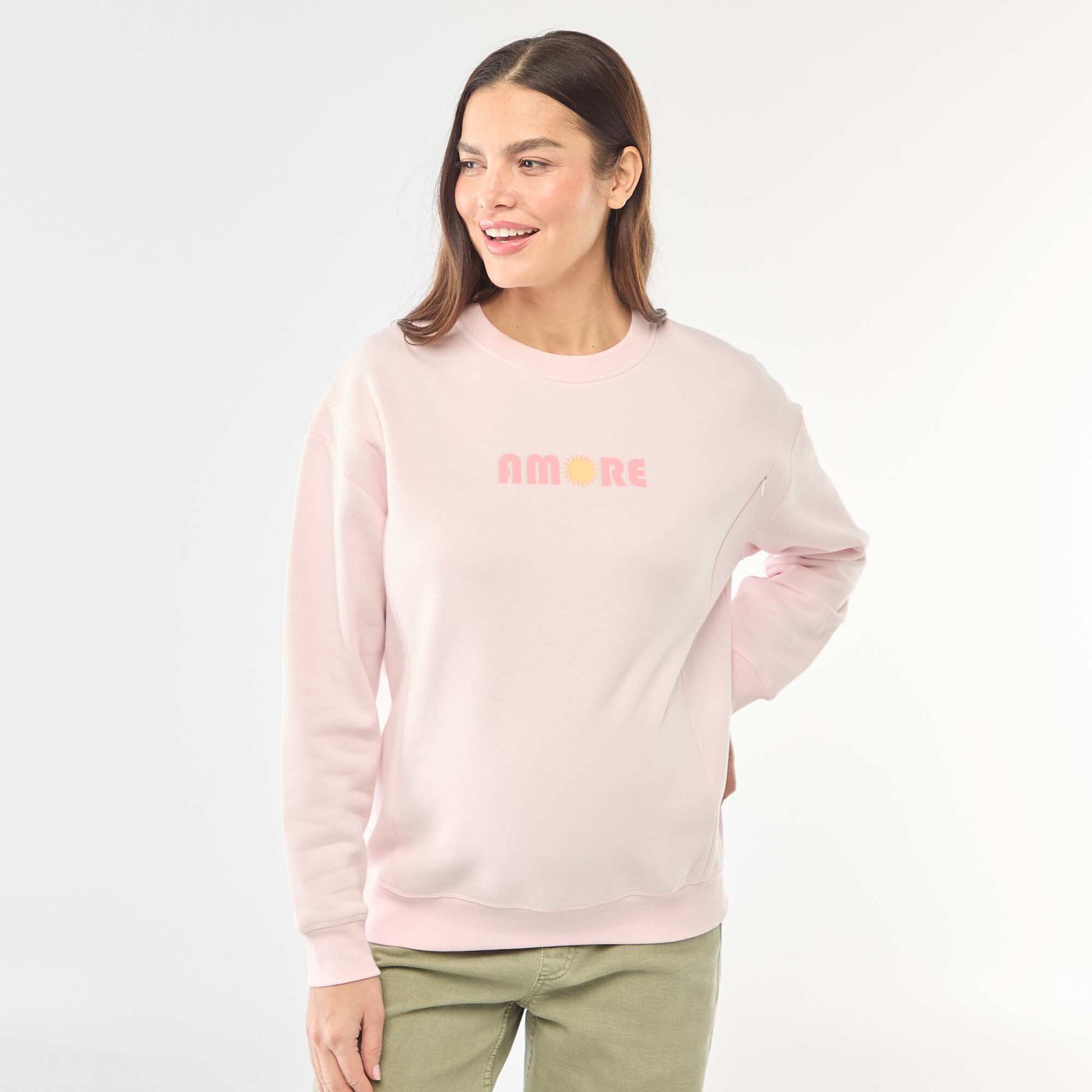 Sweat d'allaitement en molleton ROSE