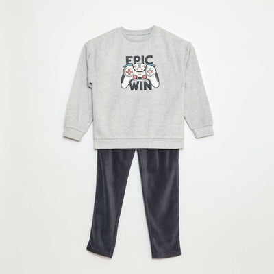 Pyjama polaire imprimé GRIS