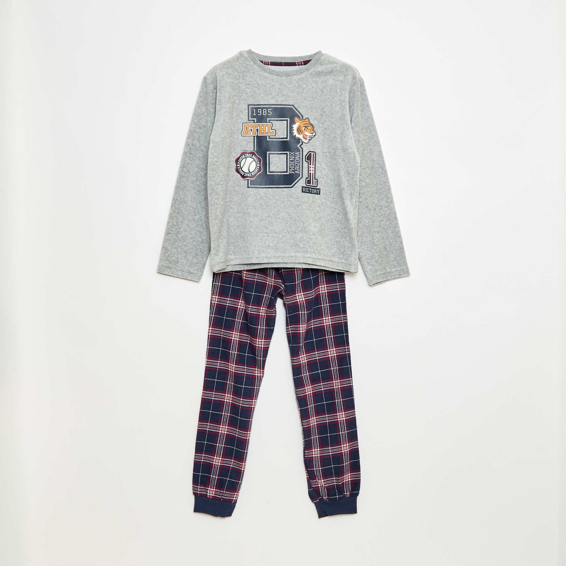 Ensemble pyjama long bimatière t-shirt + pantalon - 2 pièces BLEU