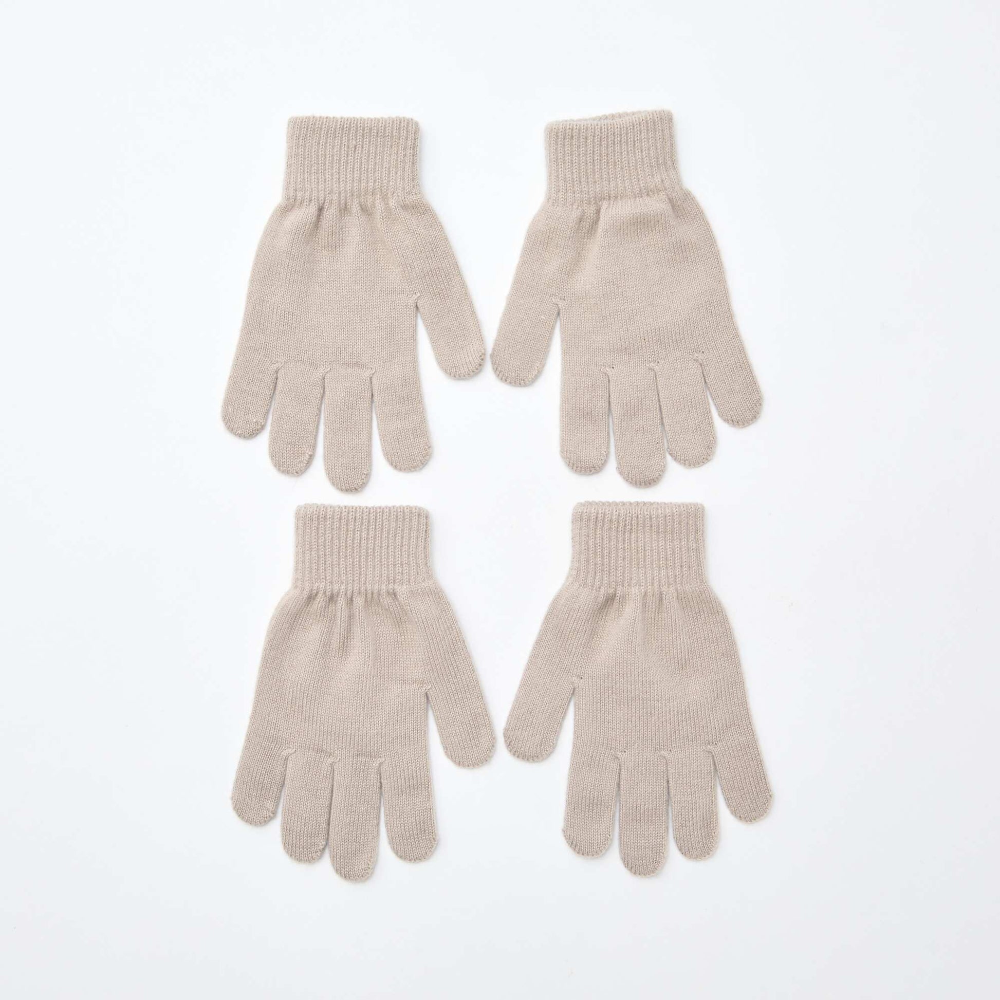 Lot de 2 paires de gants en maille BEIGE