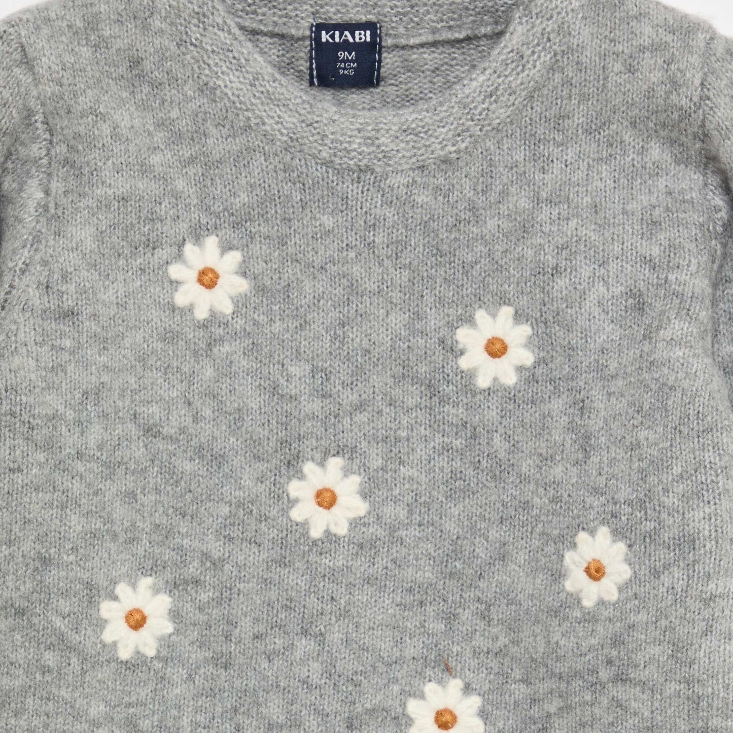Pull à col rond avec broderies GRIS