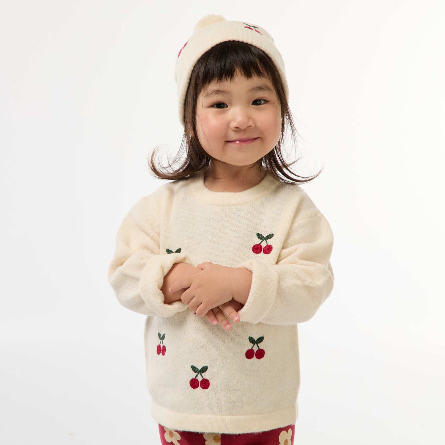 Pull à col rond avec broderies BLANC