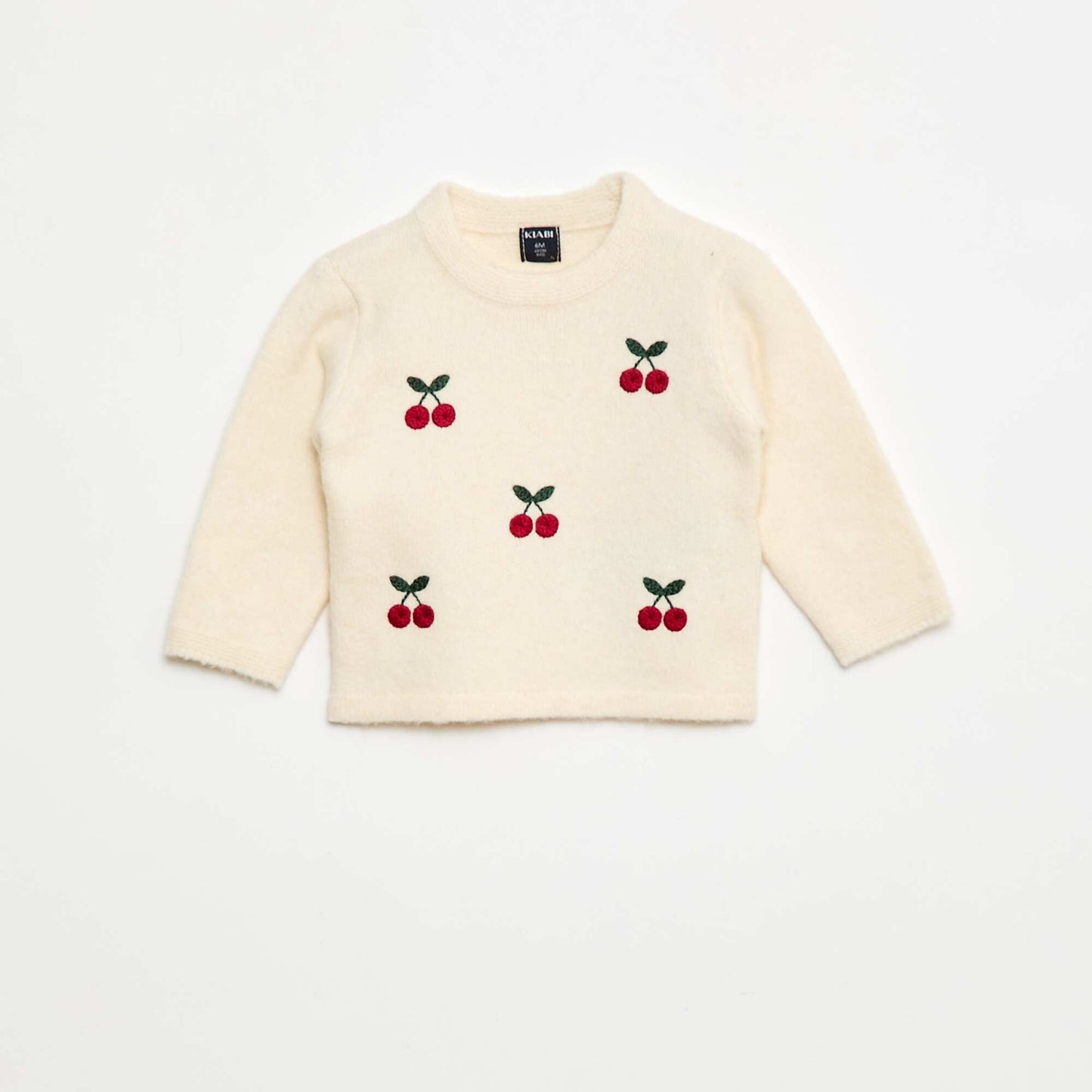 Pull à col rond avec broderies BLANC