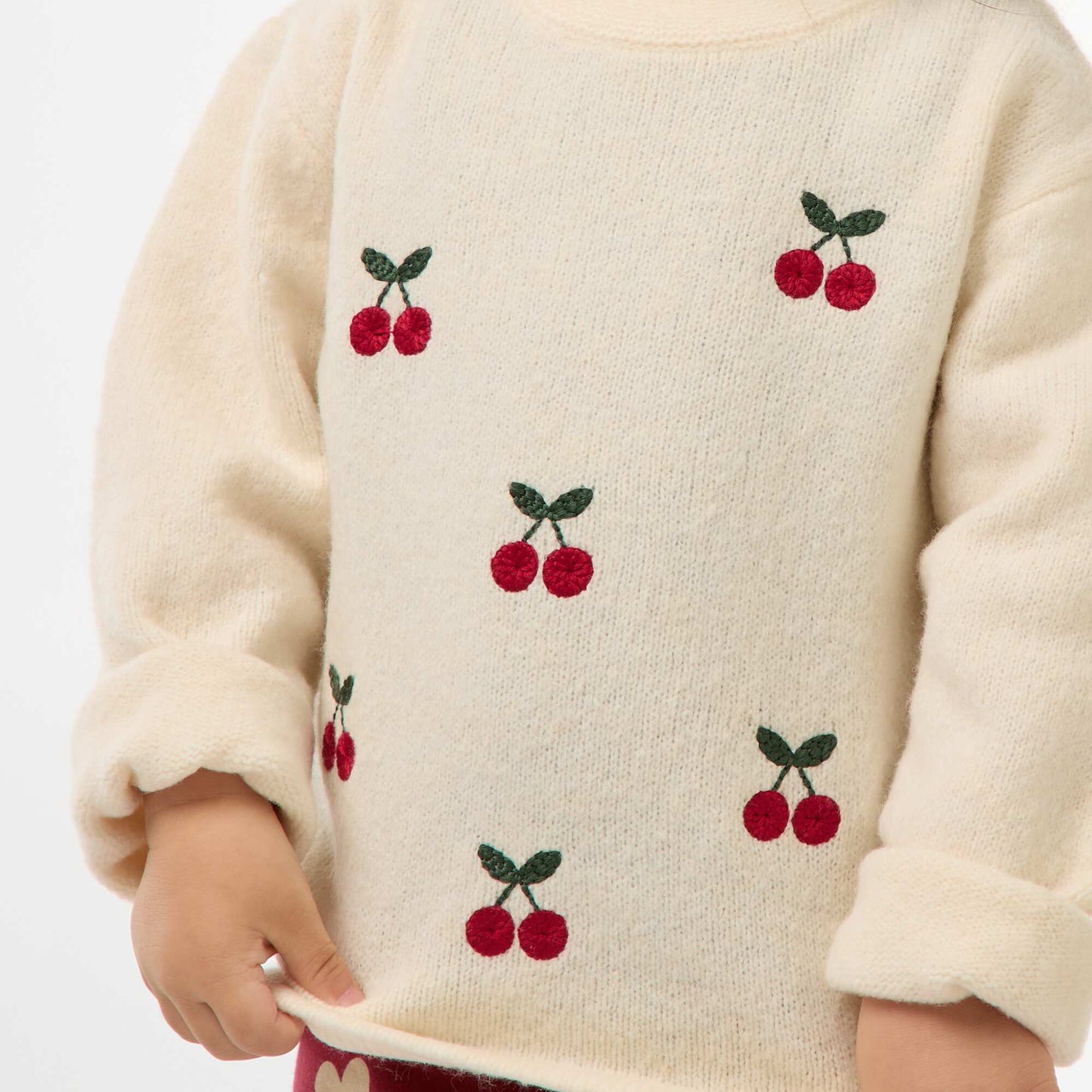 Pull à col rond avec broderies BLANC