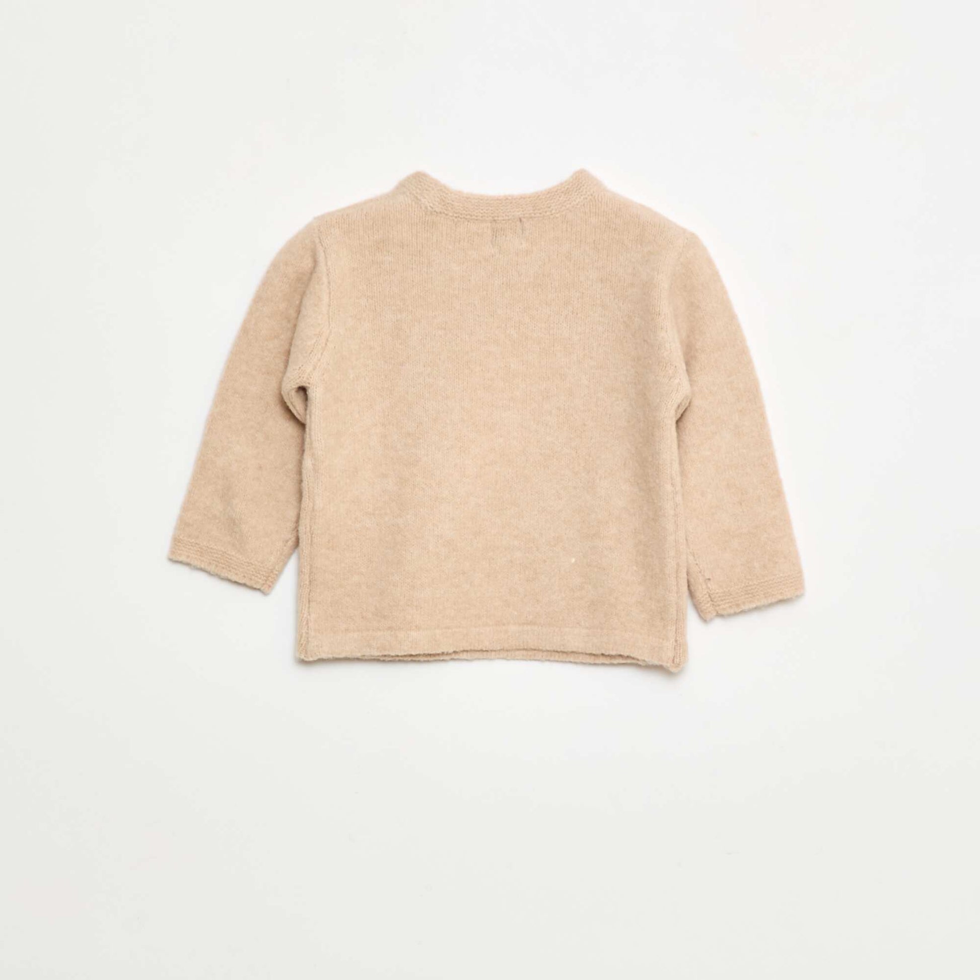 Pull à col rond avec broderies BEIGE
