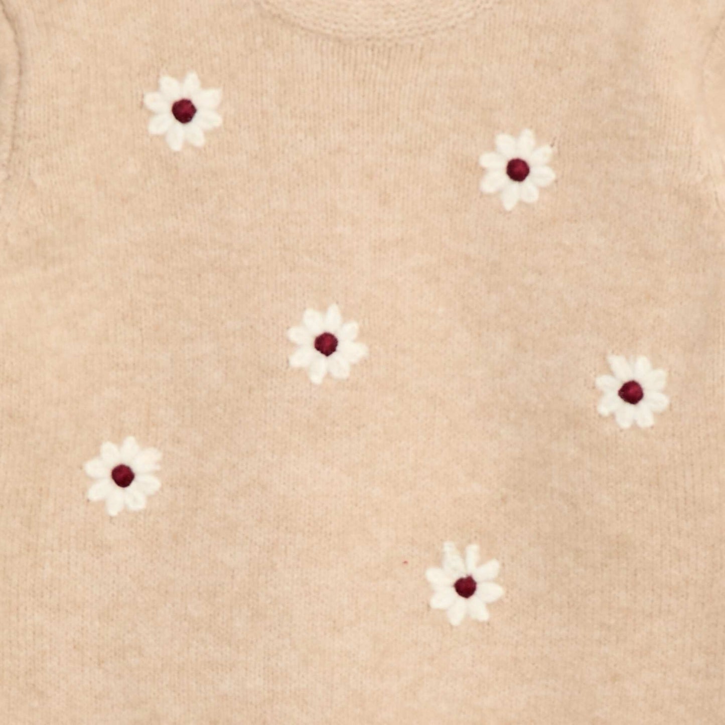 Pull à col rond avec broderies BEIGE