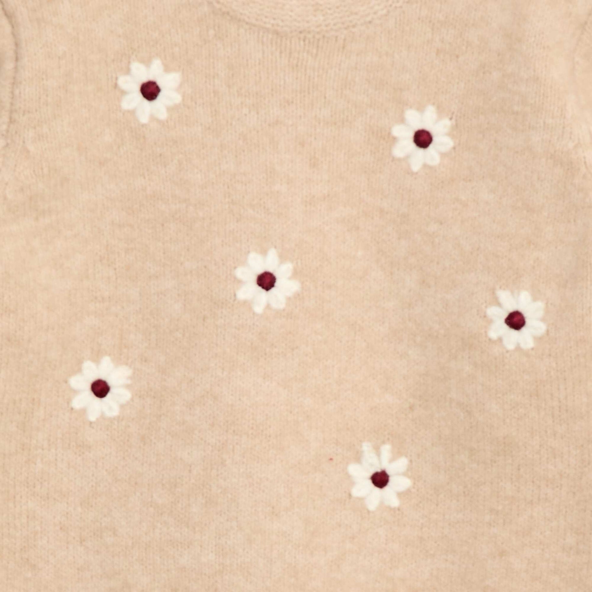 Pull à col rond avec broderies BEIGE