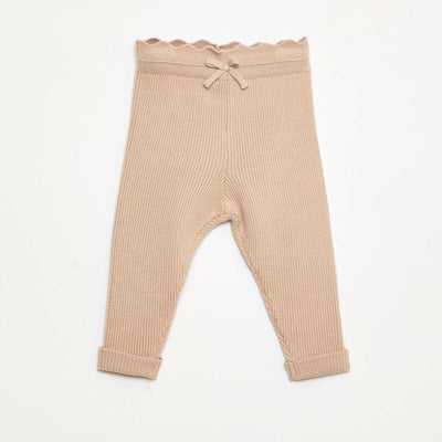 Legging côtelé avec nœud fantaisie BEIGE