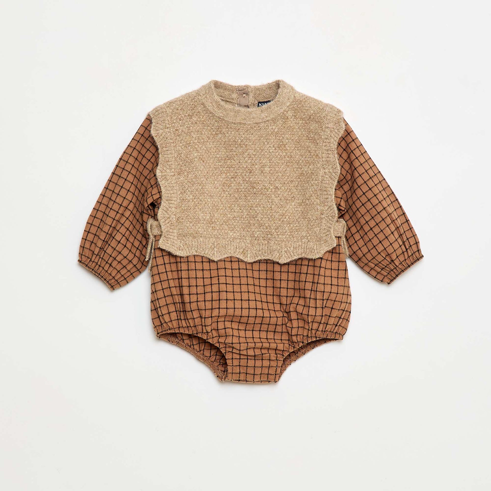 Barboteuse coton avec pull en laine BEIGE