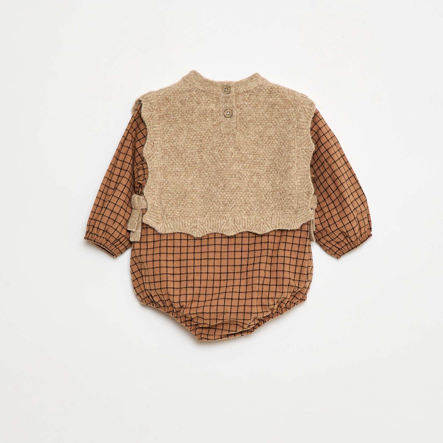 Barboteuse coton avec pull en laine BEIGE