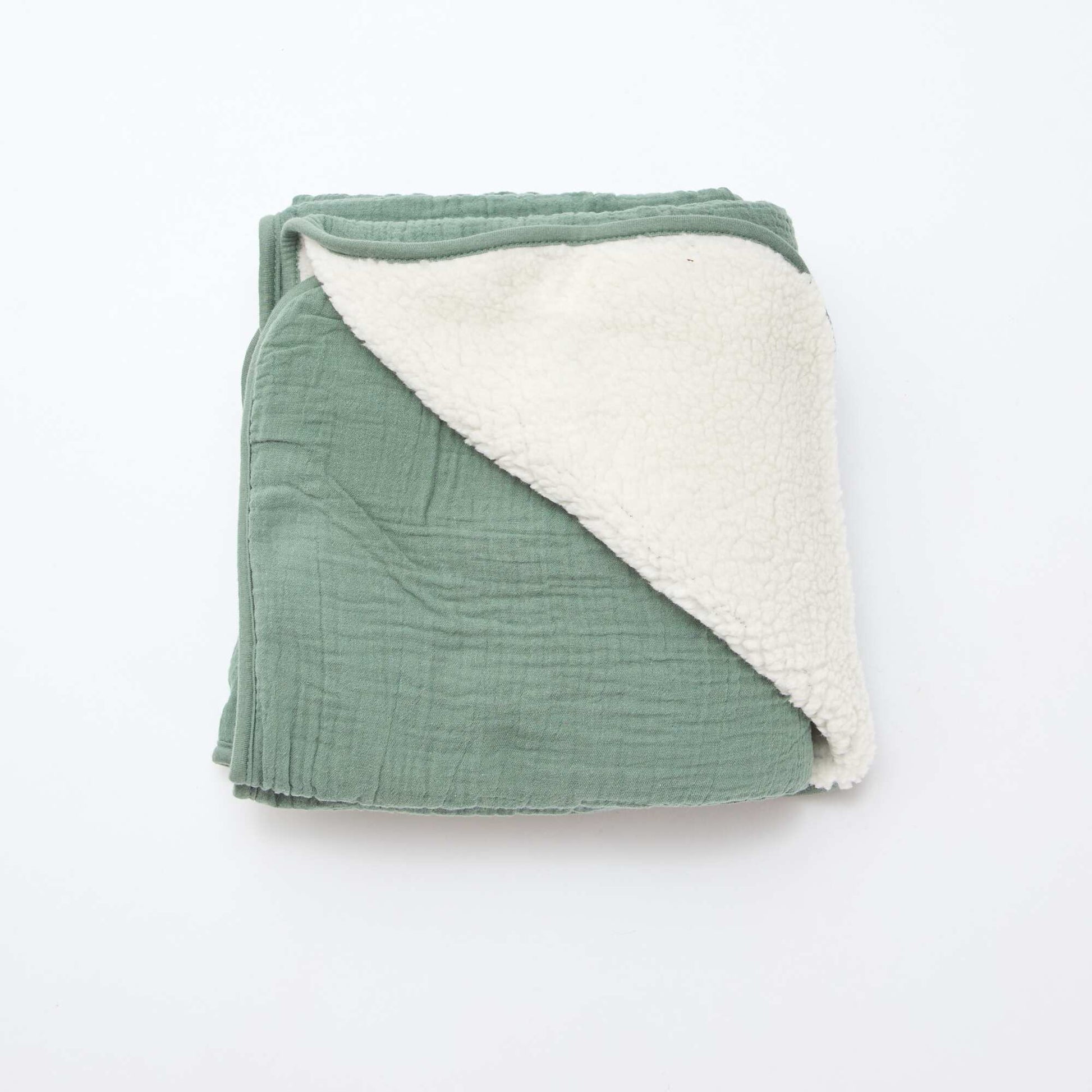 Couverture en gaze de coton et polaire VERT