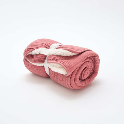Couverture en gaze de coton et polaire ROSE