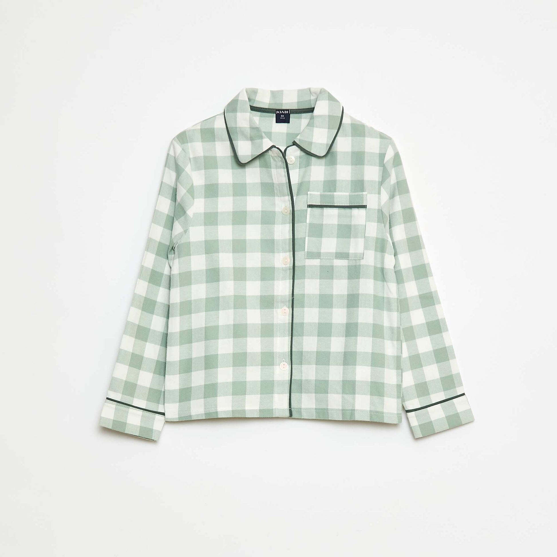 Pyjama long à carreaux chemise + pantalon - 2 pièces VERT