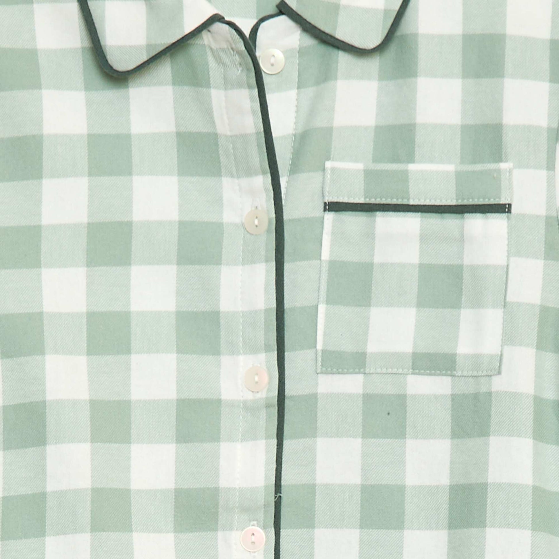 Pyjama long à carreaux chemise + pantalon - 2 pièces VERT