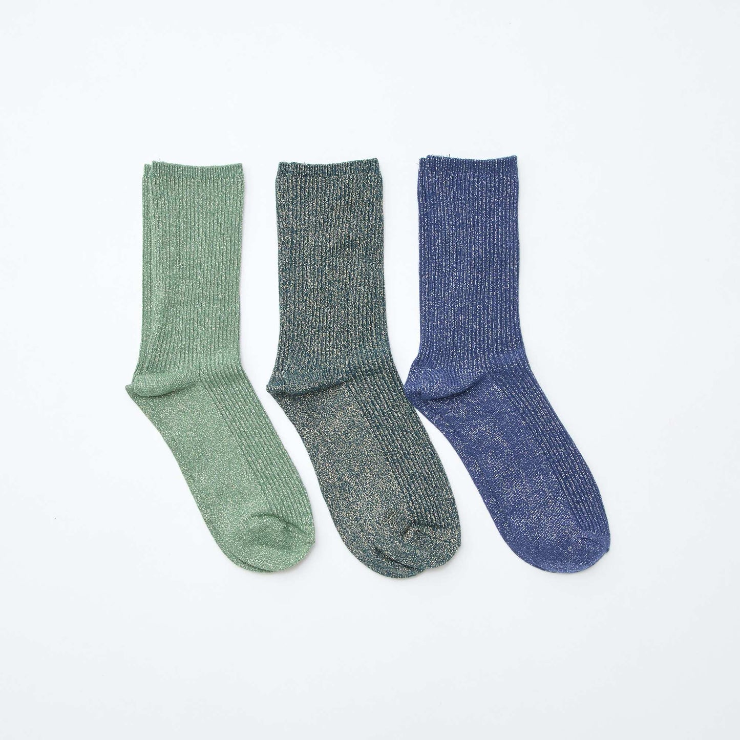 Lot de 3 chaussettes fantaisie en coton VERT