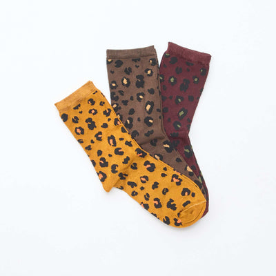 Chaussettes à motif 'léopard' MARRON
