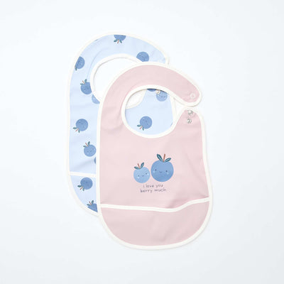 Lot de 2 bavoirs imperméables avec imprimé ROSE/BLEU