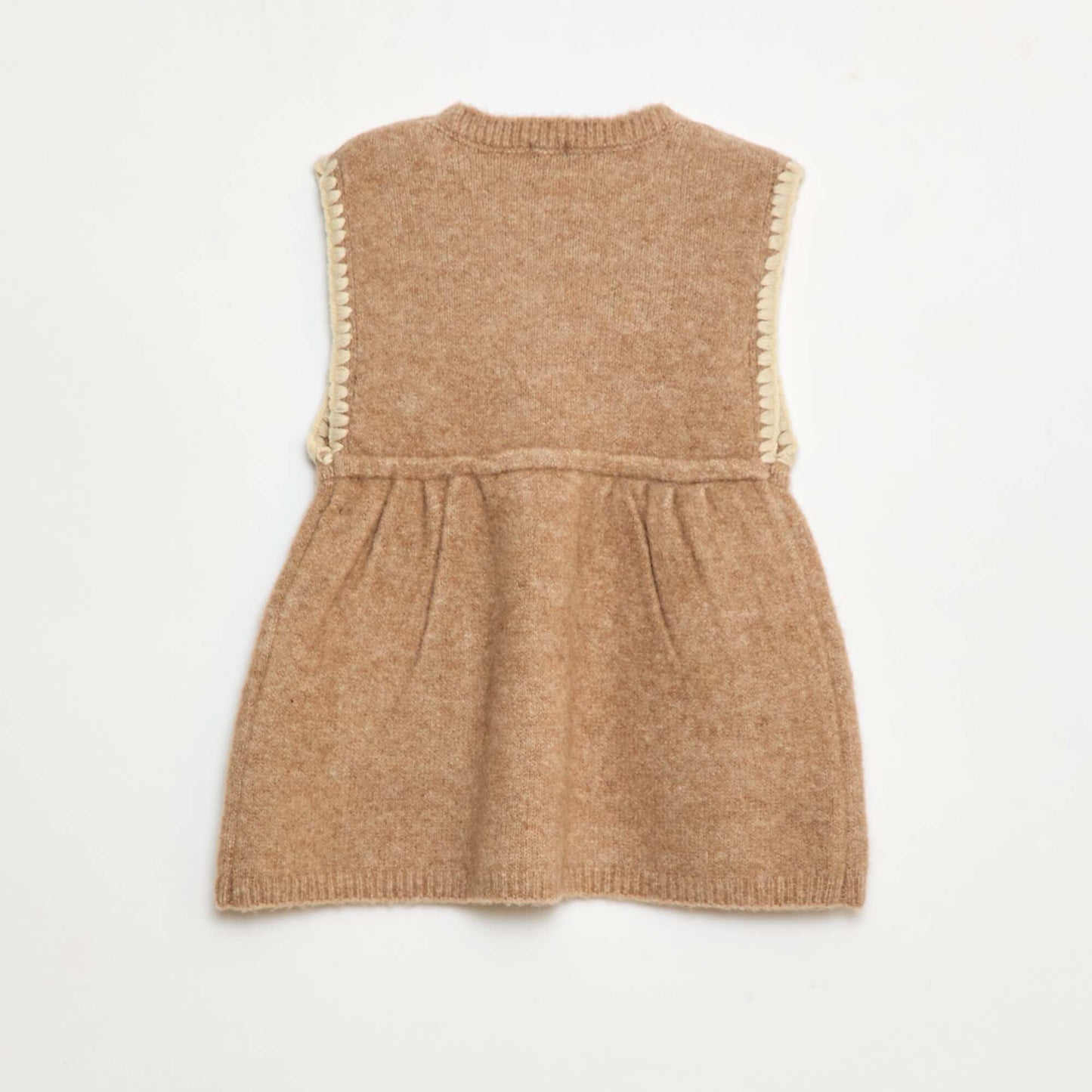 Robe sans manches en maille tricot avec 2 poches BEIGE