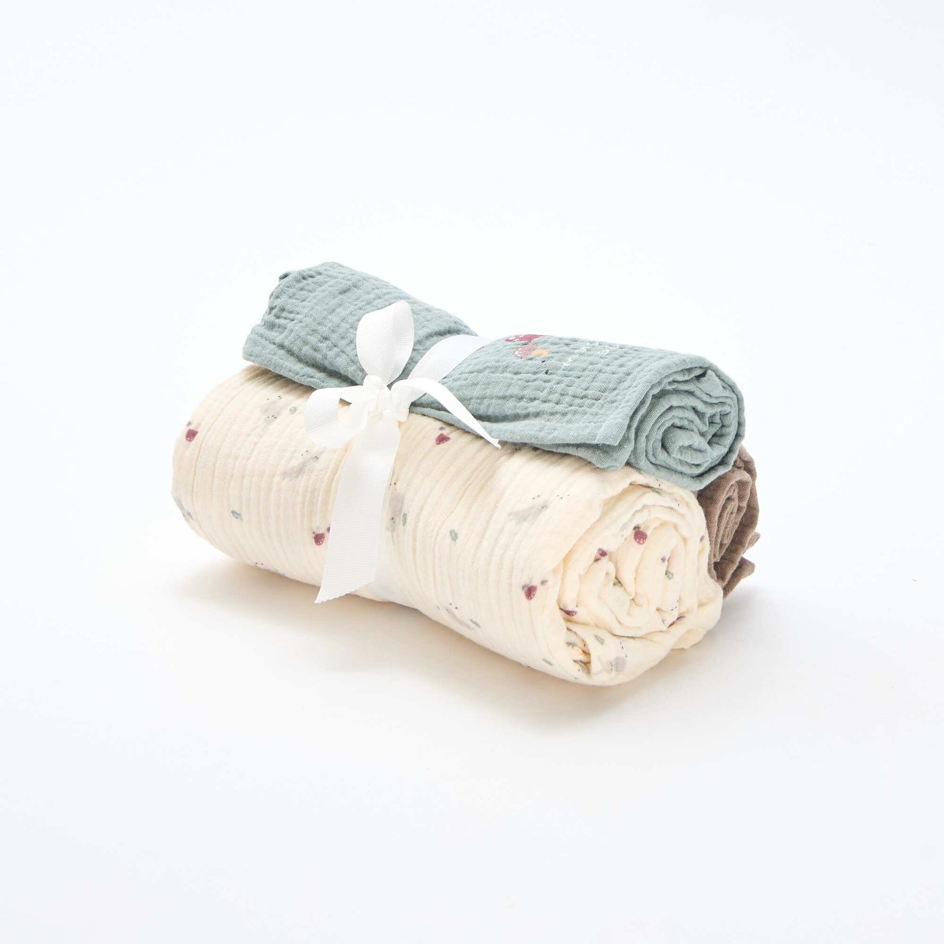 Lot de 3 langes en gaze de coton BLANC
