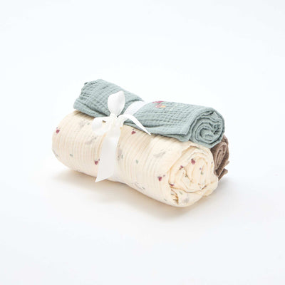 Lot de 3 langes en gaze de coton BLANC