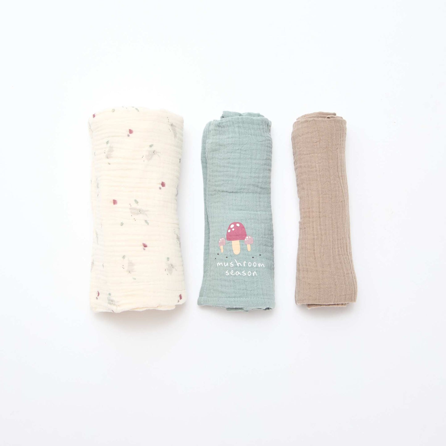 Lot de 3 langes en gaze de coton BLANC