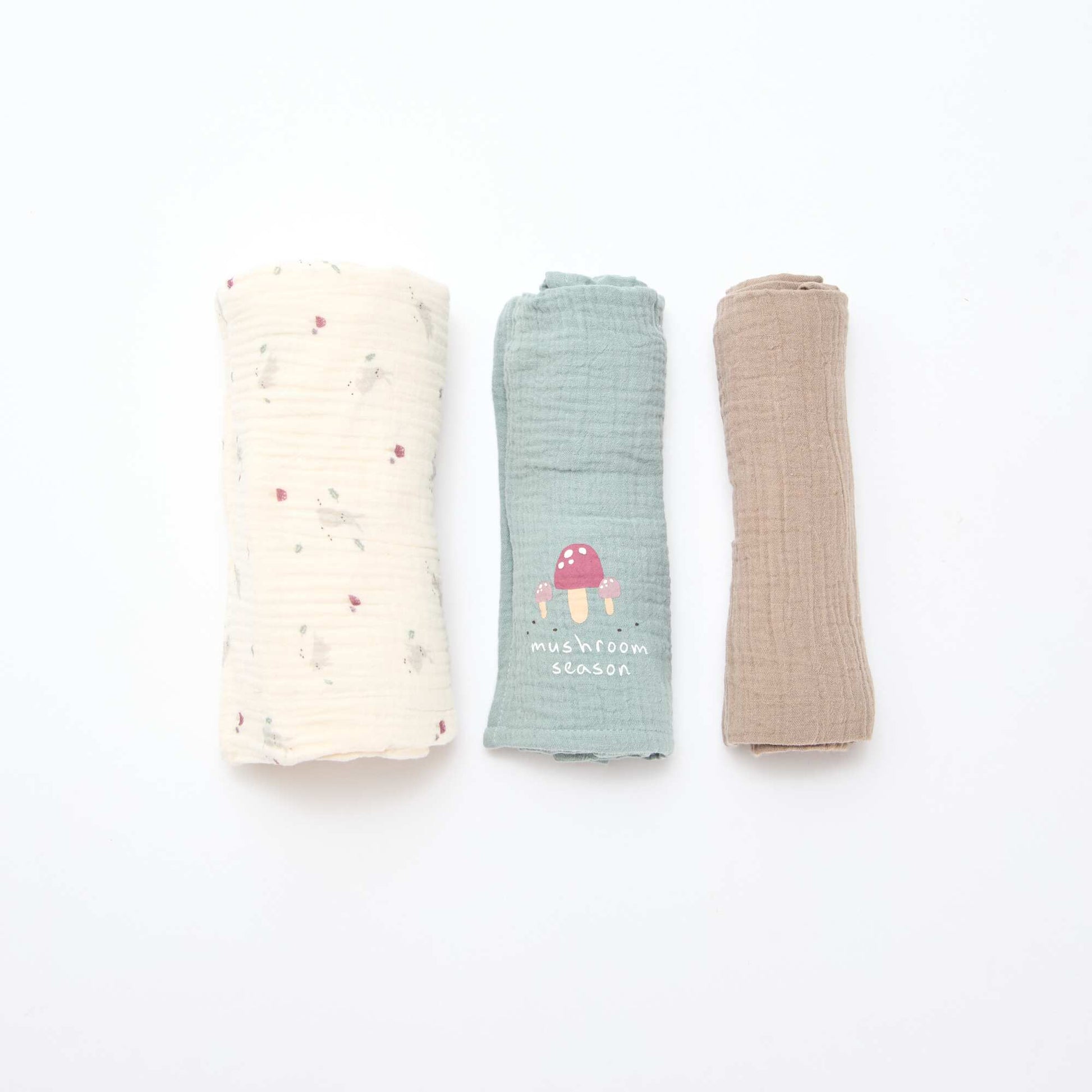 Lot de 3 langes en gaze de coton BLANC
