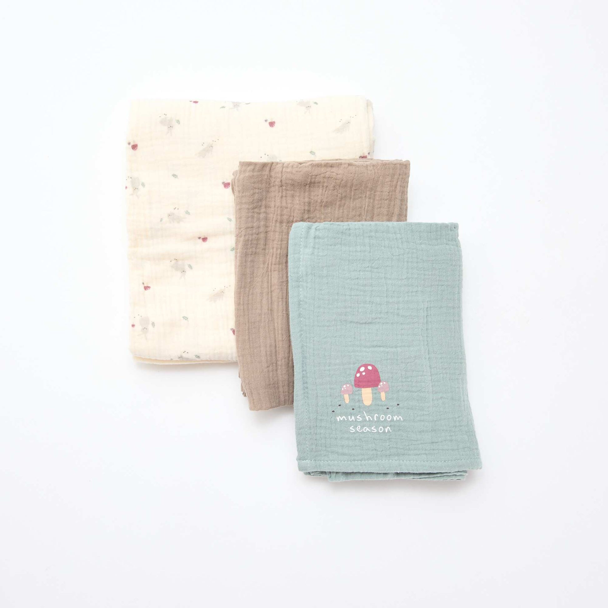 Lot de 3 langes en gaze de coton BLANC