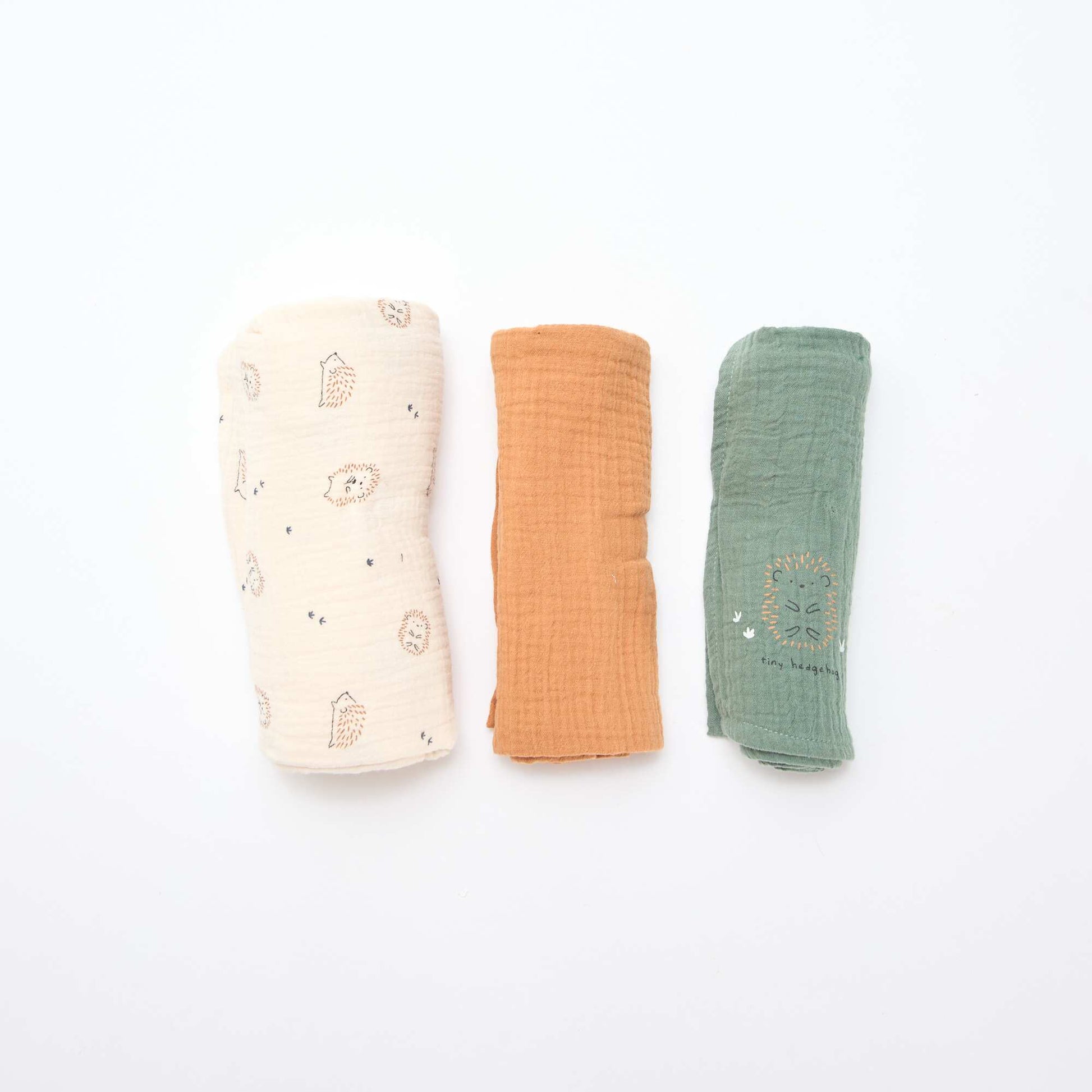 Lot de 3 langes en gaze de coton BLANC