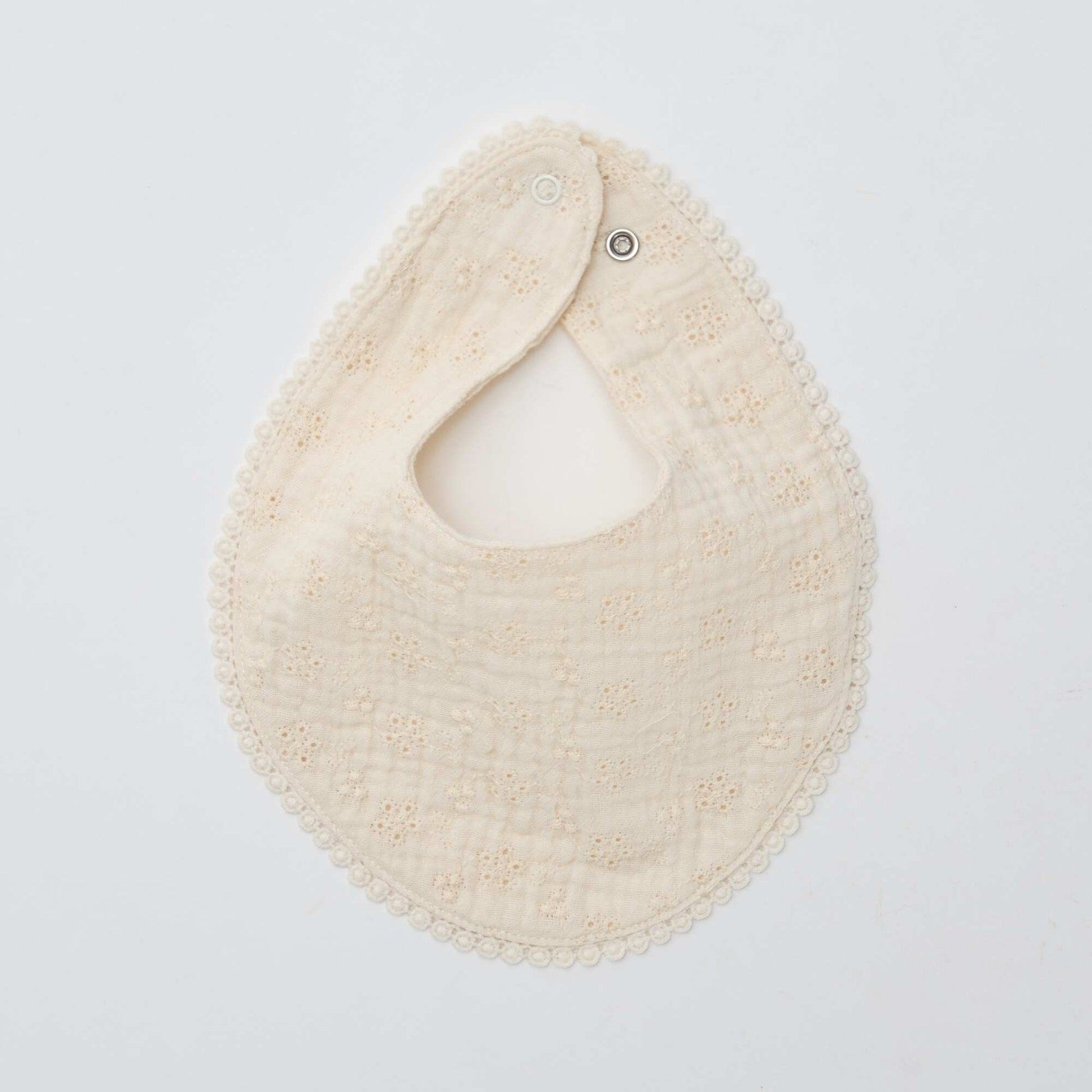 Lot de 2 bavoirs en lange avec broderie anglaise BEIGE