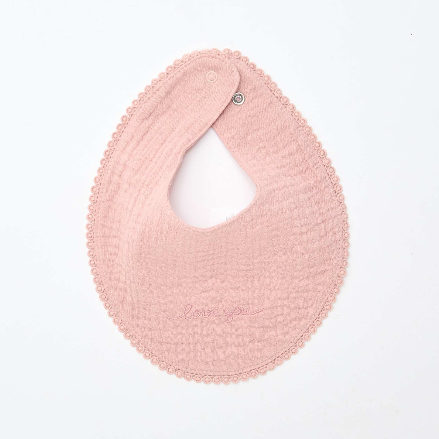 Lot de 2 bavoirs en lange avec broderie anglaise ROSE